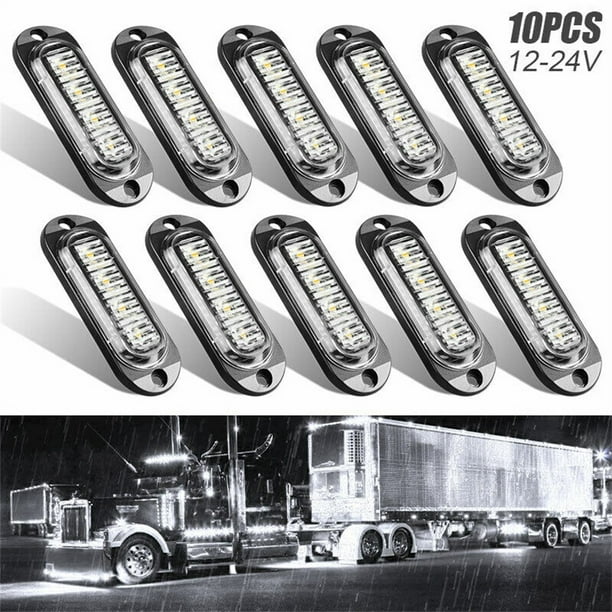 2x White 4.5" 20 LED Clearance Truck Trailer Side Marker Indicators Lights 24V